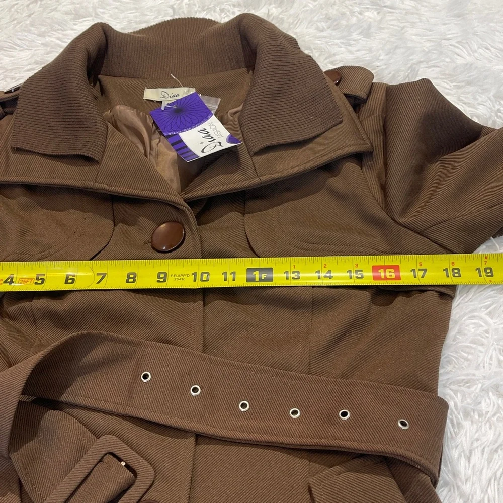 DIAA Women's SHORT TREND COAT Brown Belted  WOMENS SIZE M NWT - Picture 10 of 14